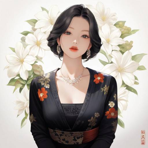 Elegant Girl in Black Dress Portrait