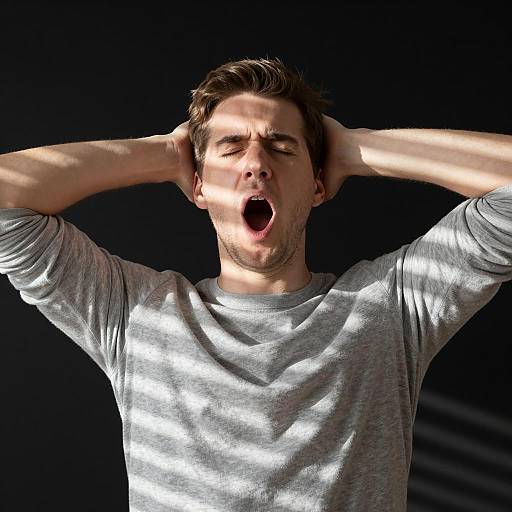 Yawning Man in Striped Shadows