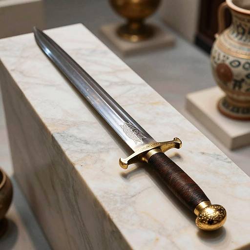 Intricate Greek Long Sword Close-Up