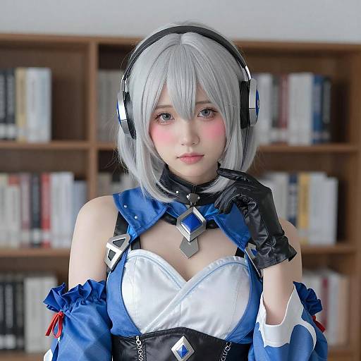 Futuristic Silver-Haired Cosplay Portrait