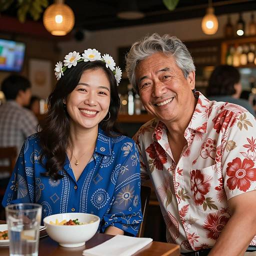 Festive Bar Portrait with Smiling Duo