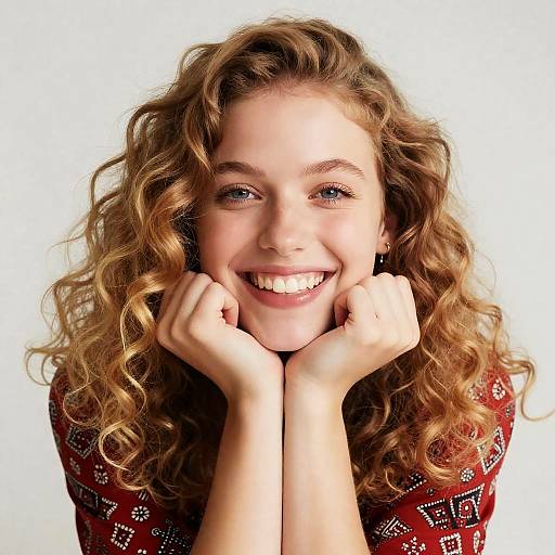 Smiling Young Woman in Red Top