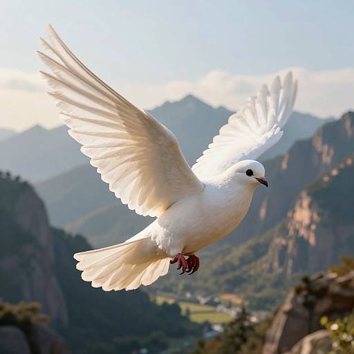 Majestic White Dove Over Mountains