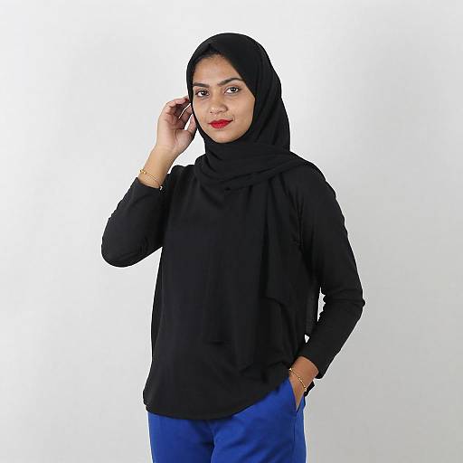 Stylish Young Woman in Black Hijab