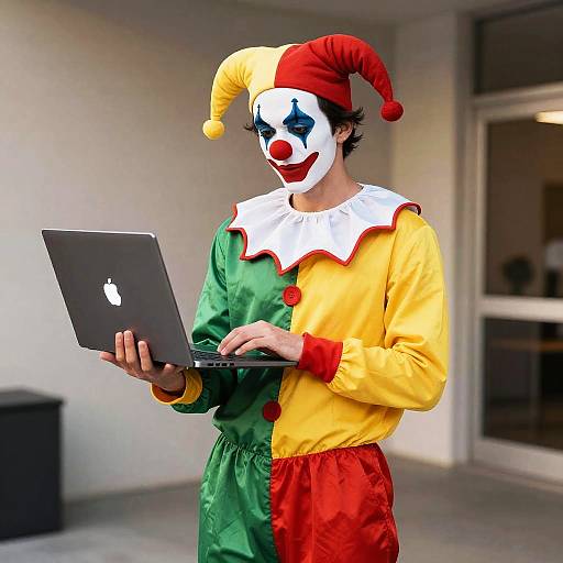 Jester Clown in Laptop Costume