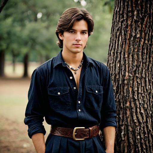 Young Man in Dark Shirt Outdoors