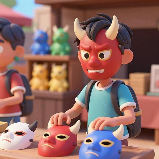 Vibrant 3D Scene of a Market Encounter