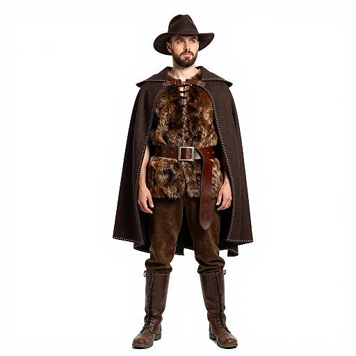 Stylish Man in Brown Fur Ensemble