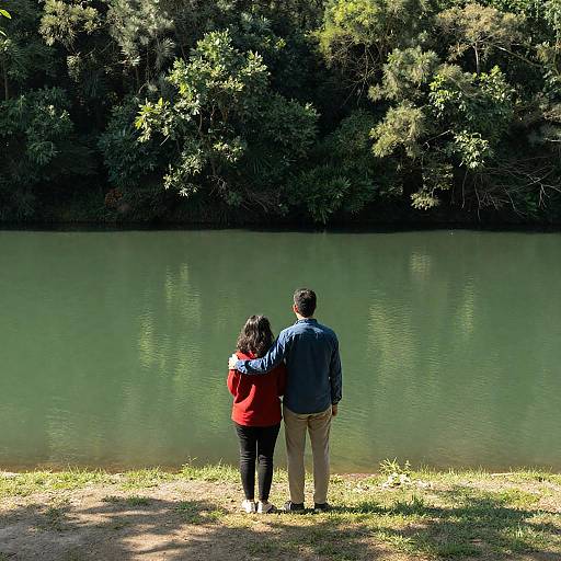 Sunlit Couple at Green Lake