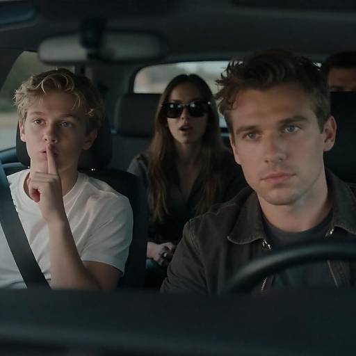 Mysterious Car Scene with Four Characters