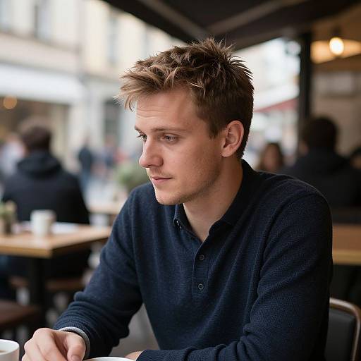 Candid Portrait of Fit Man in Café