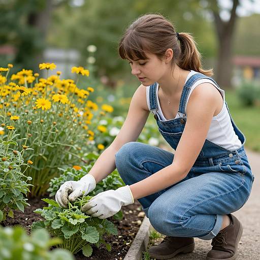 Woman Gardening in Vibrant Summer Nature