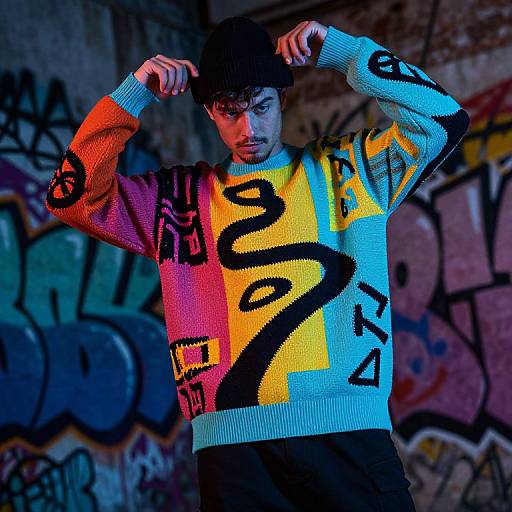Bold Graphic Chara Sweater Streetwear