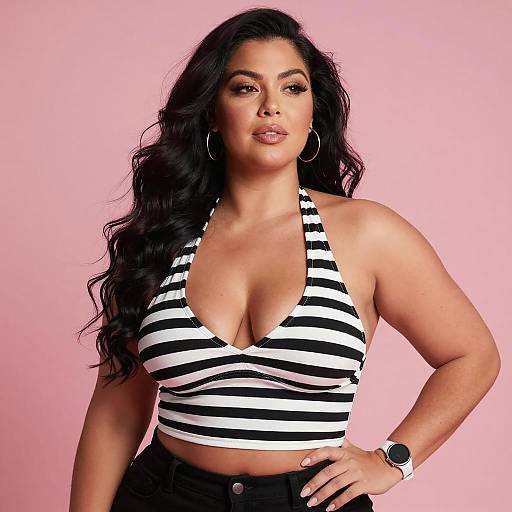 Curvy Woman in Striped Top Portrait