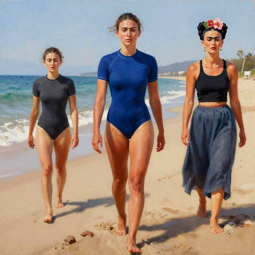 Surreal Athletic Woman on Lonely Beach