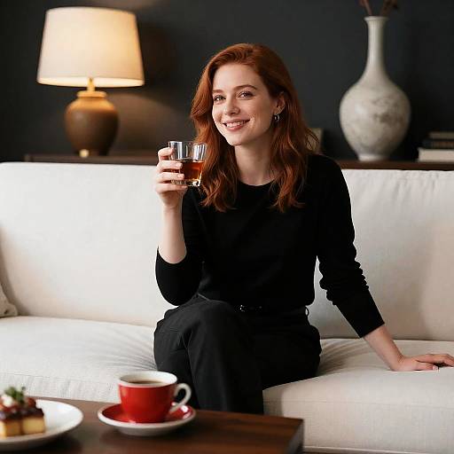 Charming Woman Enjoying a Cozy Moment