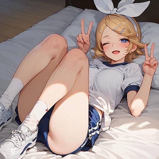 Anime Girl Relaxing in Gym Uniform