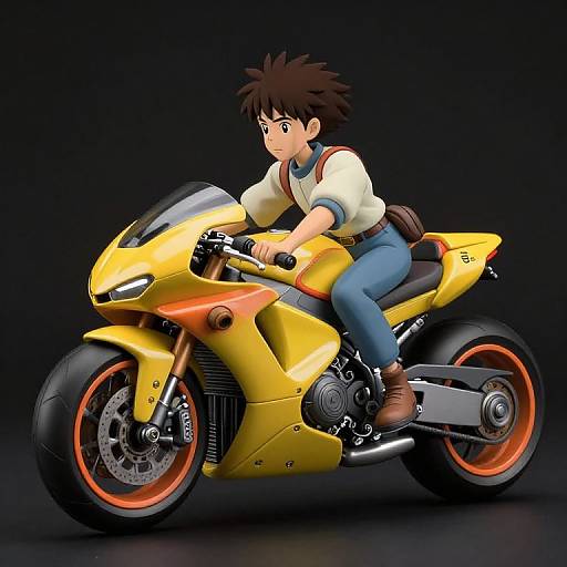 Studio Ghibli Futuristic Motorcycle Rider