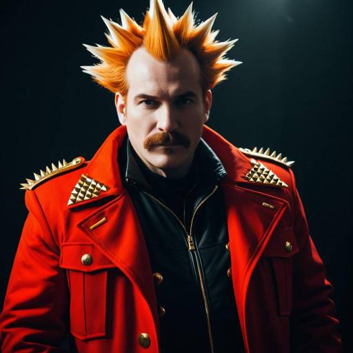 Man with Spiky Orange Hair in Red Military Jacket