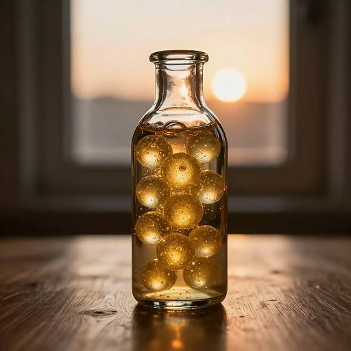 Glass Bottle with Golden Orbs