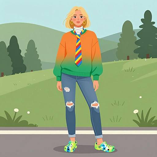 Blonde Woman in Nature with Style