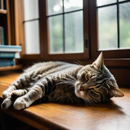 Cozy Gray Tabby Cat in Library Nook Cozy Gray Tabby Cat in Library Nook