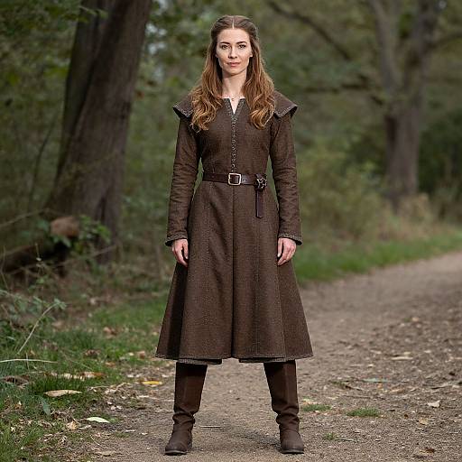 Medieval Woman in Brown Costume
