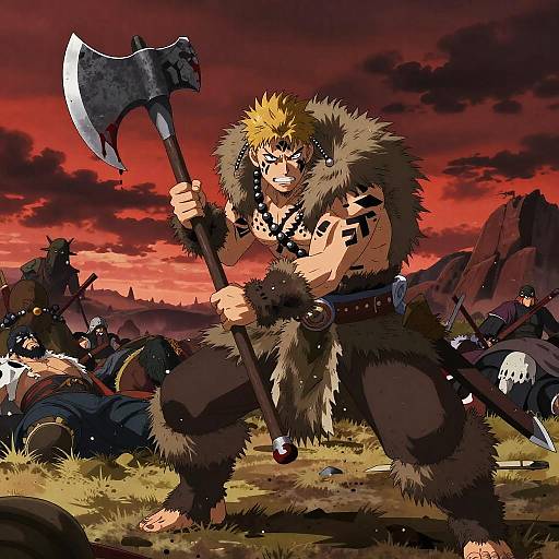 Wild Berserker in Mystical Anime Style