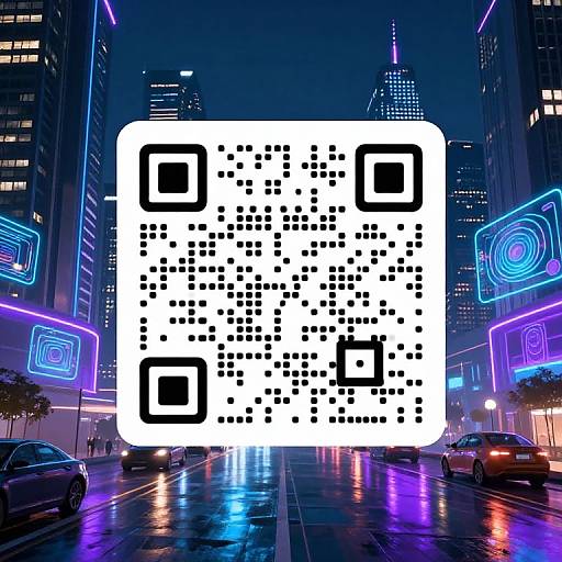 Futuristic QR Code Cityscape Night