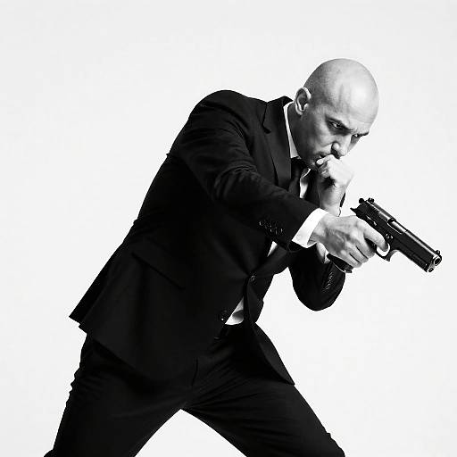 Dynamic Black and White Portrait of a Bald Man