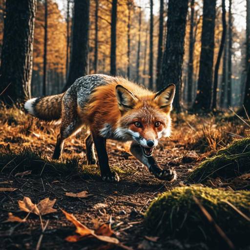 Cinematic Fox Pouncing in Autumn Forest Cinematic Fox Pouncing in Autumn Forest