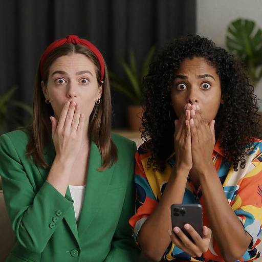 Surprised Women Reacting to Phone