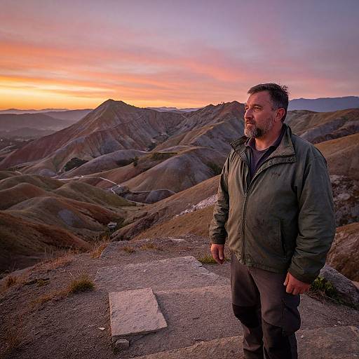 Sunrise Over Colorful Mountain Hills