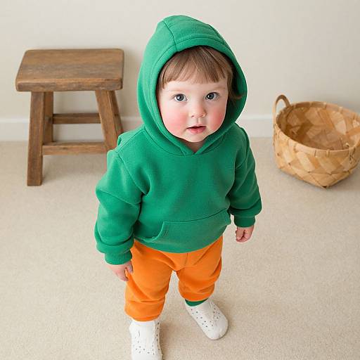 Adorable Child in Cozy Vibrant Outfit