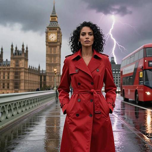 Confident Woman on Rainy Westminster Bridge