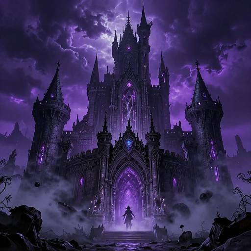 80s Dark Fantasy Neon Castle