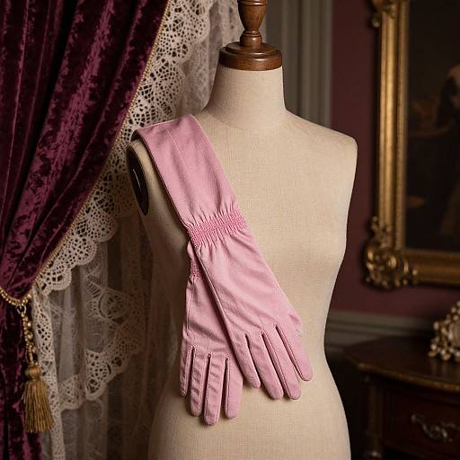 Elegant Pink Opera Gloves in Victorian Parlor