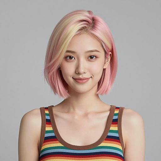Vibrant Color Block Hairstyle Portrait