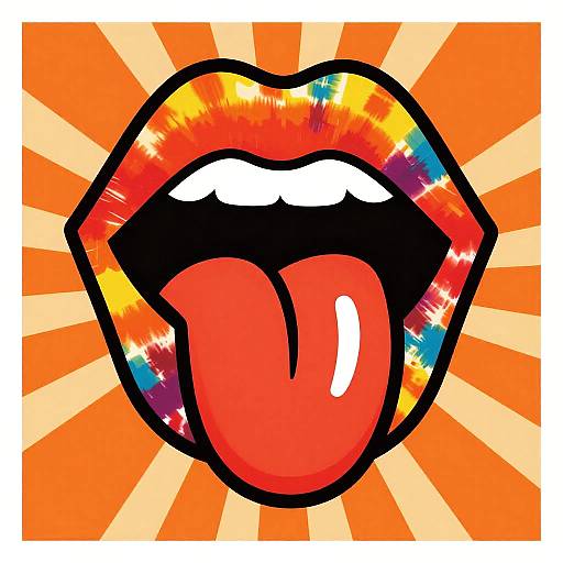 Psychedelic Tie-Dye Lips Pop Art