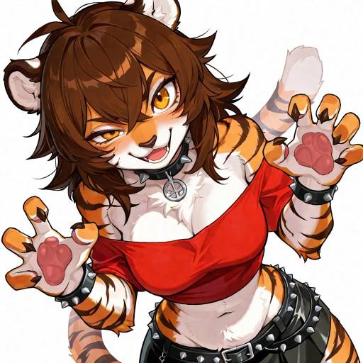 Smug Girl with Orange Tiger Inspired Outfit