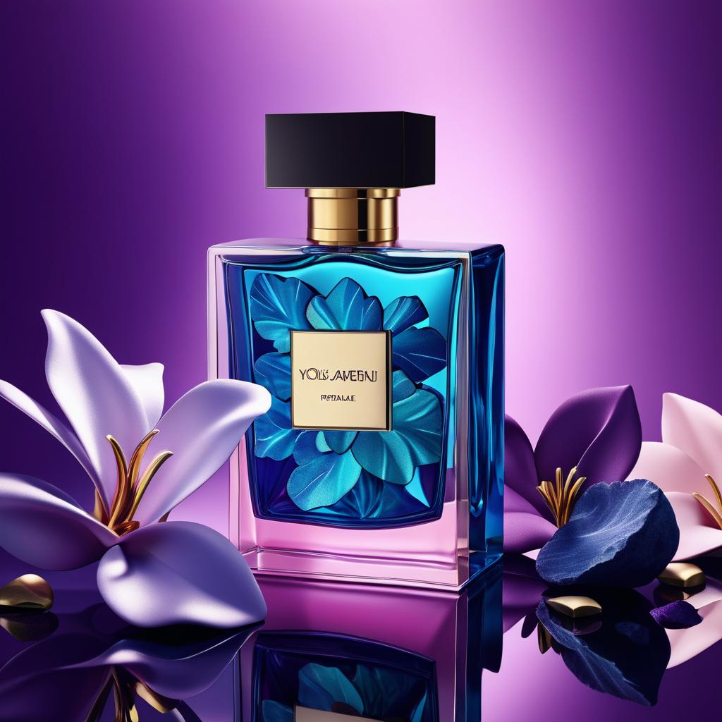 Vibrant 3D Floral Scene for Perfume