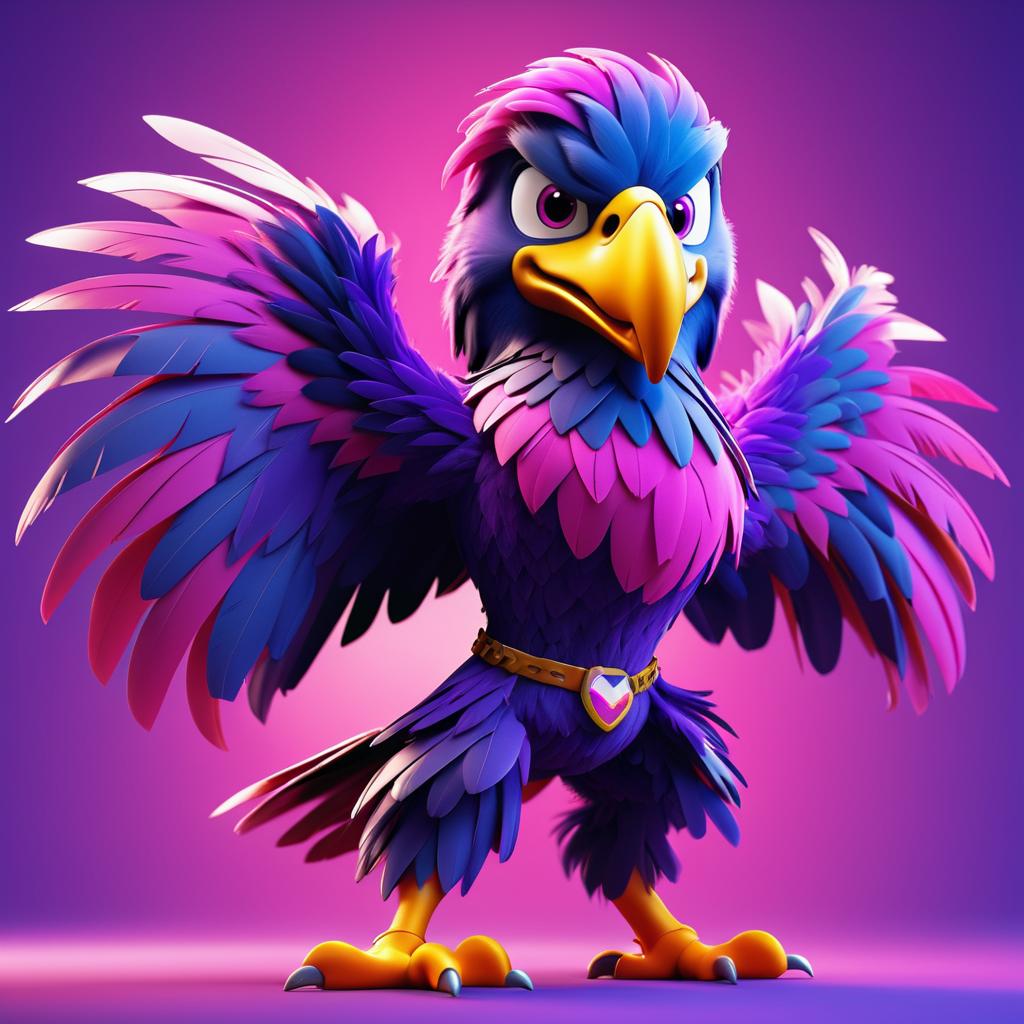 Dynamic 3D Eagle Mascot in Pixar Style