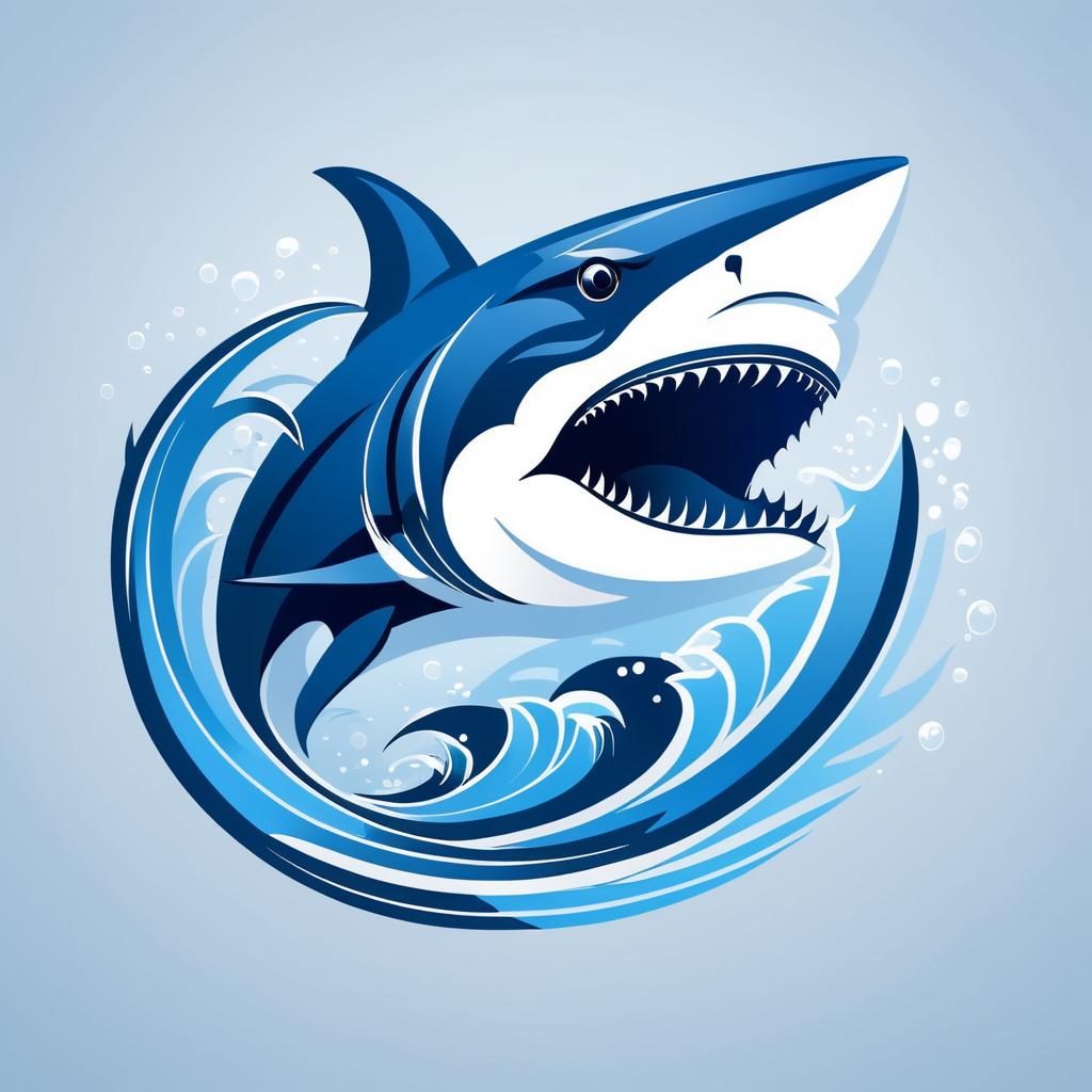 Fierce Shark Vector Art in Waves