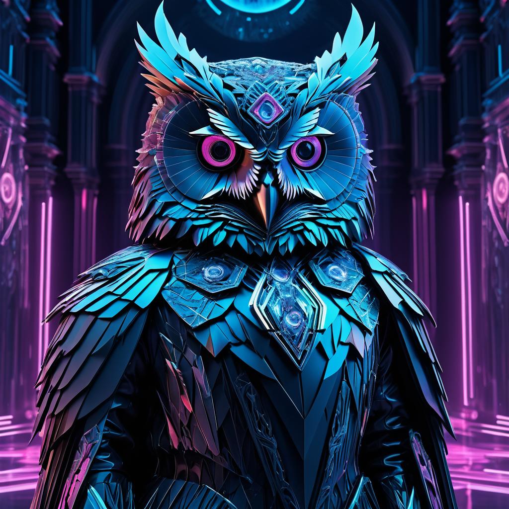 Dystopian Owl Portrait in Cinematic Style