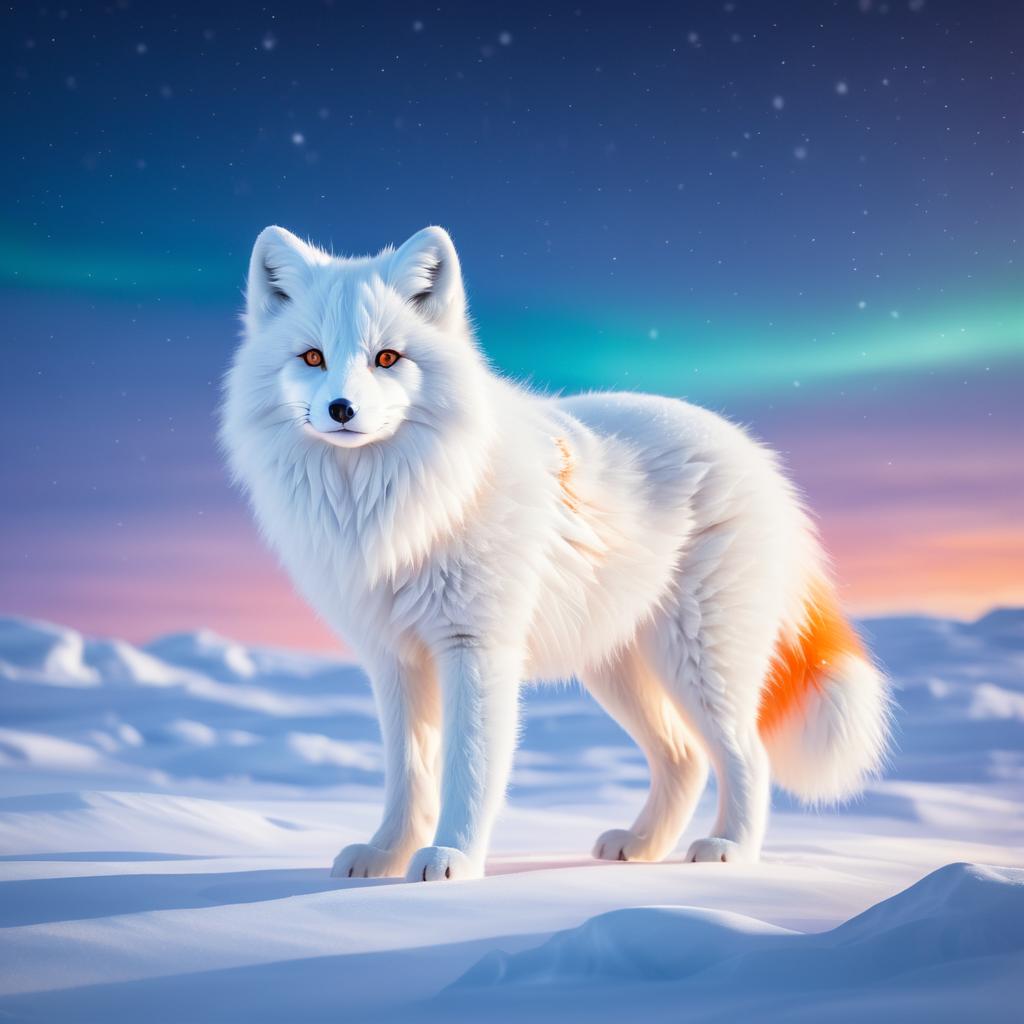 Arctic Fox Under Northern Lights