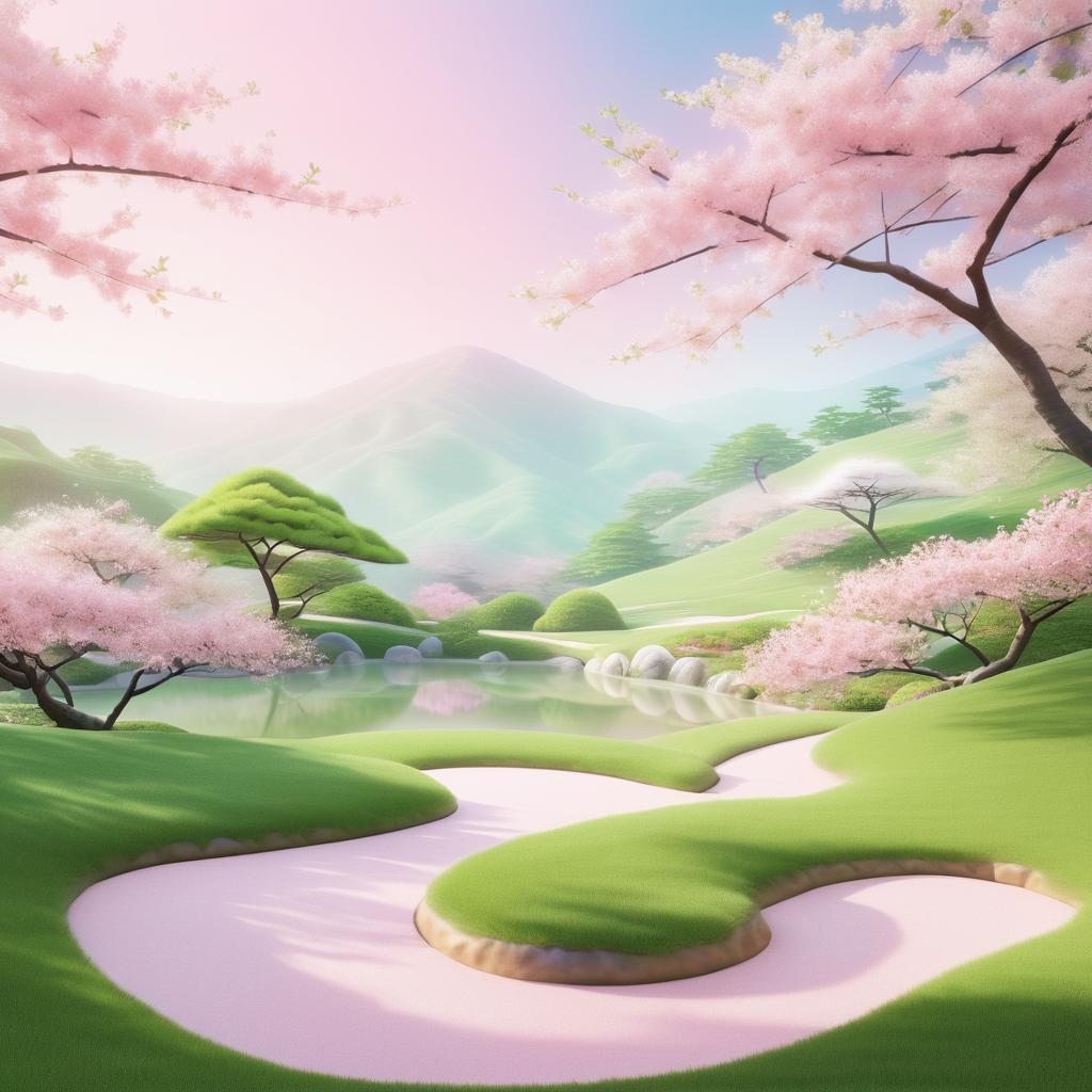 Serene Zen Garden with Cherry Blossoms