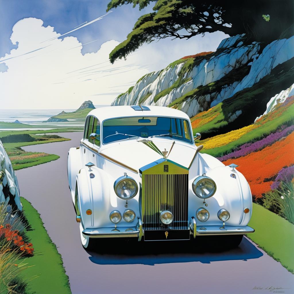 Elegant Rolls-Royce with Comic Art Style