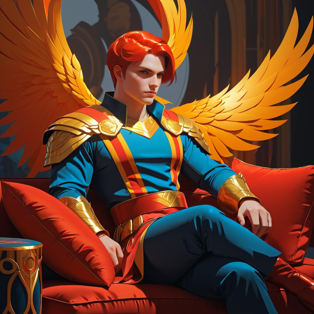 Heroic Phoenix Portrait in Vibrant Colors