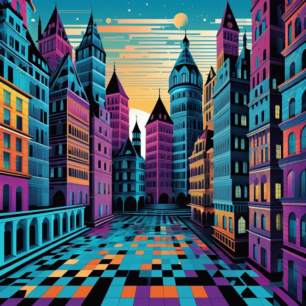 Fantastical Cityscape in Escher Style