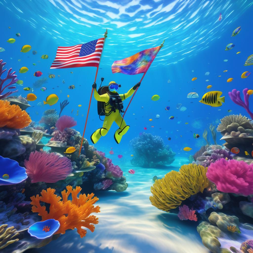 Vibrant Underwater Transformation with Flag